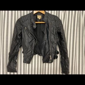 Black Moto faux leather jacket zippers